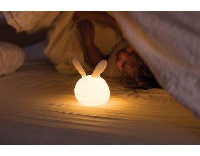 Nattou Svetielko nočné silikónové so senzorom plaču Lapidou zajačik