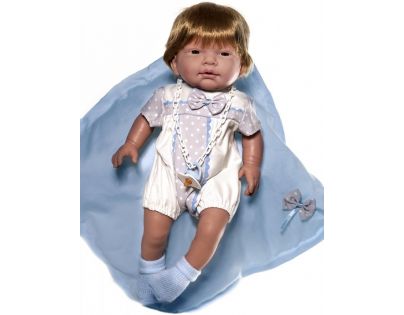 Nines Recien Nacido Plaváček kluk s vlasy 45 cm