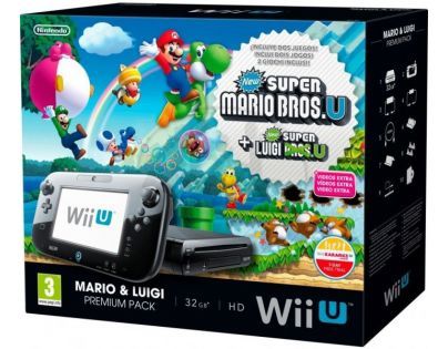 Nintendo Wii U Black Premium Pack (32GB) + New Super Mario Bros.U + New Super Luigi U