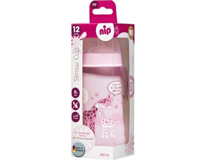Nip Straw cup fľaša so slamkou žirafy 330 ml
