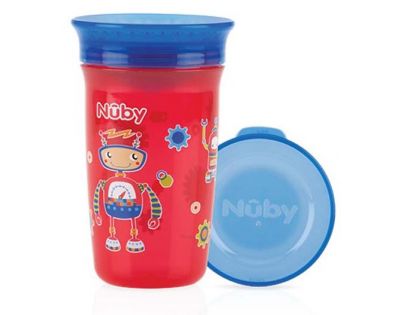 Nuby hrneček netekoucí 300 ml červený modré víčko