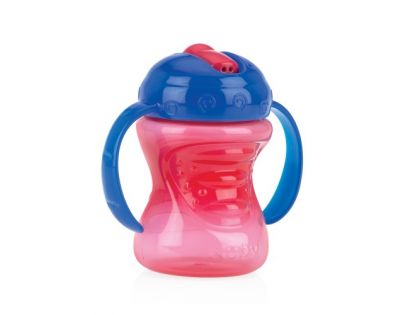 Nuby Hrnček netečúci s tvrdým náustkom 2v1 240 ml červenomodrý
