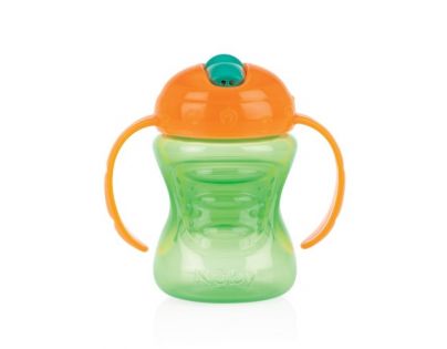 Nuby Hrneček netekoucí s tvrdým náustkem 2v1 240 ml zelenooranžový