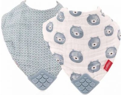 Nuby Slintáčik mušelínový s hryzačkou 1ks, 3m+ modrý Nuby