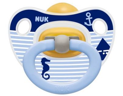 Nuk Dudlík Classic Happy Kids latex 18m+ - Pruhy s lodičkou
