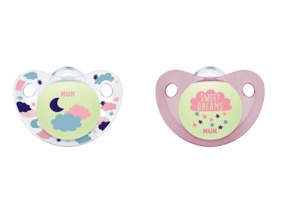 NUK Cumlík Trendline Deň & Noc duo pack, SI, V2 6-18m 2ks Box ružové Sweet dreams s mráčky