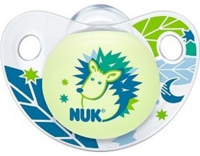 Nuk cumlík na spanie Trendline silikonový Day & Night modrý ježek
