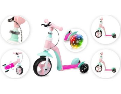 MoMi Elios Odrážadlo a kolobežka 2 v 1 ružová