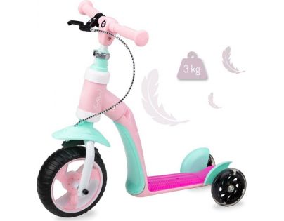 MoMi Elios Odrážadlo a kolobežka 2 v 1 ružová