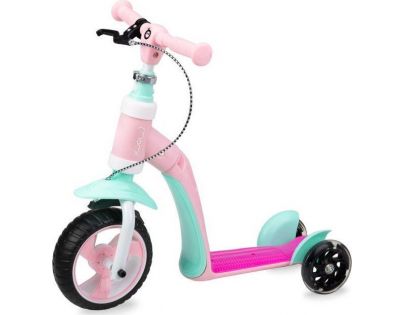 MoMi Elios Odrážadlo a kolobežka 2 v 1 ružová