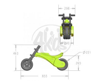 Odrážedlo Ybike motorka - zelené