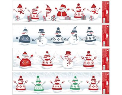 Okenné fólie pruh Snehuliaci 64 x 15 cm