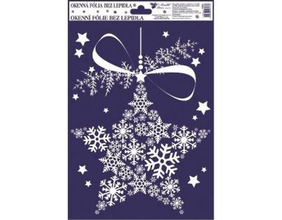 Okenné fólie s glitrami obrázky z vločiek 27 x 20 cm Hviezda
