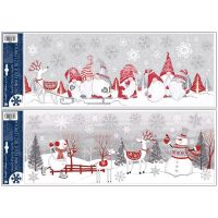 Okenné fólie s glitrami Škriatkovia a snehuliaci 21 x 59,5 cm