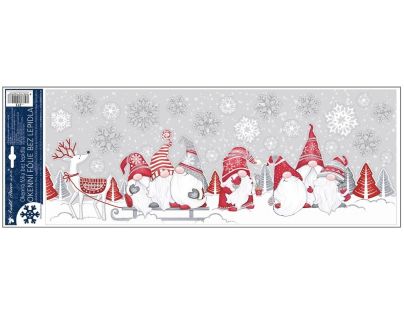 Okenné fólie s glitrami Škriatkovia a snehuliaci 21 x 59,5 cm