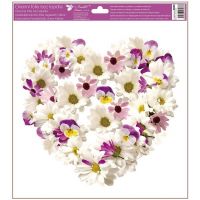 Anděl Okenná fólia Srdce z kvetov 30 x 33,5 cm bielofialové