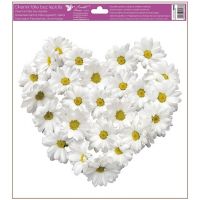 Anděl Okenná fólia Srdce z kvetov 30 x 33,5 cm biele