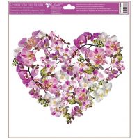 Anděl Okenná fólia Srdce z kvetov 30 x 33,5 cm ružové