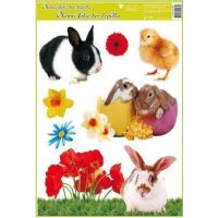 Anděl Okenná fólia Veľkonočné kuriatka 30 x 42 cm Zajačik čiernobiely