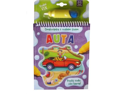 Omaľovánka s vodnou fixkou. Autá