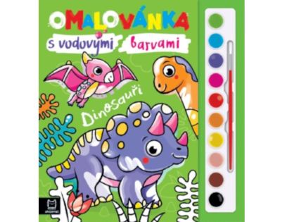 Omaľovánka s vodovými farbami. Dinosaury
