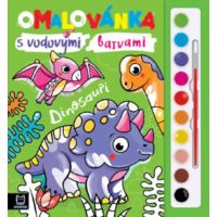 Omaľovánka s vodovými farbami. Dinosaury