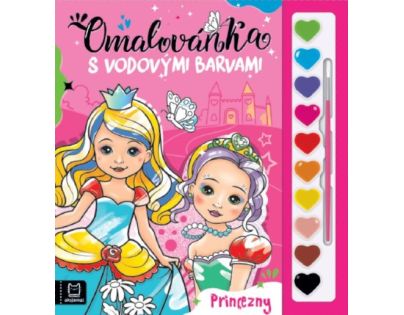 Omaľovánka s vodovými farbami. Princezné