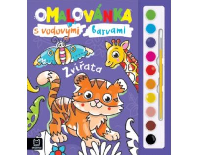 Omaľovánka s vodovými farbami. Zvieratá