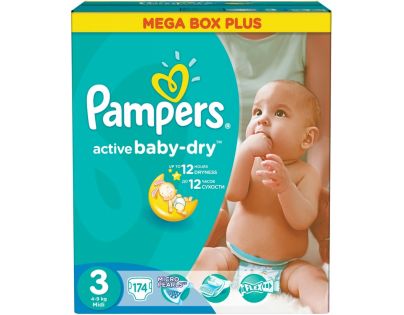 Active Baby Pampers Dry 3 plienky Mega Box Plus 174ks