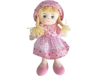 Bábika handrová, 30 cm ružové šaty