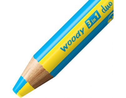 Pastelka, vodovka & voskovka v jednom - STABILO woody 3 in 1 duo - dvojfarebná tuha - 10 ks súprava so strúhadlom