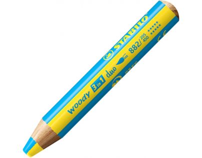 Pastelka, vodovka & voskovka v jednom - STABILO woody 3 in 1 duo - dvojfarebná tuha - 10 ks súprava so strúhadlom