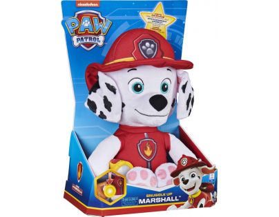 Spin Master Paw Patrol veľké uspávacie plyšové hračky Marshall s baterkou