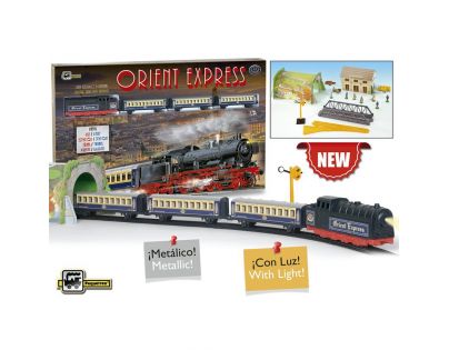 Pequetren Orient express so stanicou, mostom a tunelom