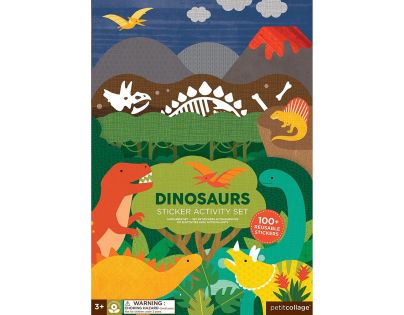 Petitcollage Znovu použiteľné samolepky sa scénou Dinosaury