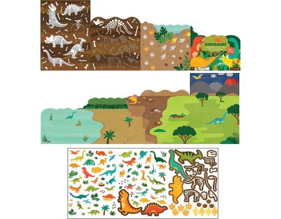 Petitcollage Znovu použiteľné samolepky sa scénou Dinosaury