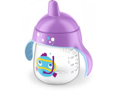Avent netečúci hrnček Rybka fialový 260ml