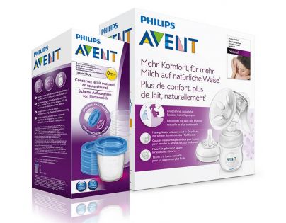 Philips Avent Odsávačka Natural manuální se zásobníkem 125ml + VIA 180ml 6ks