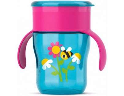 Avent hrnček prvý dospelácky 260ml s držadlami 360° ružový