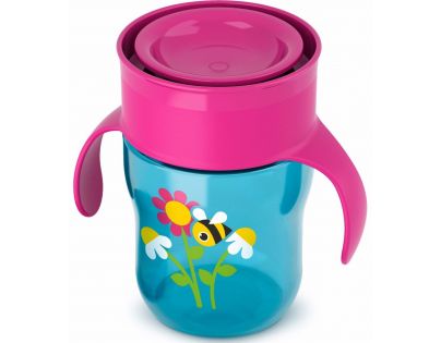 Avent hrnček prvý dospelácky 260ml s držadlami 360° ružový