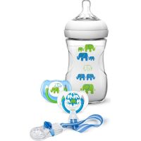 Philips Avent Sada fľaša 260 ml + cumlík 2 ks + pásik k cumlíku s potlačou slonov modrá Philips Avent Sada fľaša 260 ml + cumlík 2 ks + pásik k cumlíku s potlačou slonov modrá