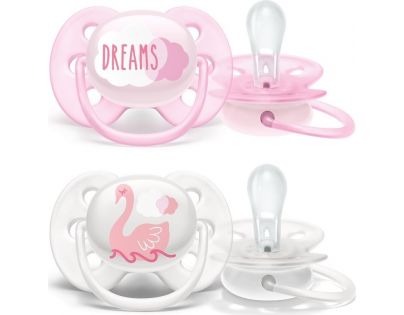 Philips Avent Cumlík Ultrasoft Text 0-6m dievča, 2 ks