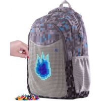 Pixie Crew Kreatívny študentský batoh Minecraft sivo-modrý 2