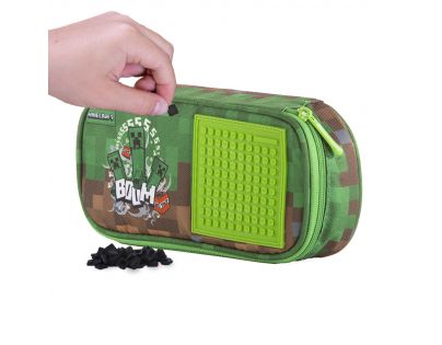 Pixie Crew Minecraft Študentský peračník zelenohnedý s malým panelom