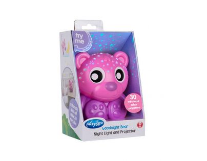Playgro Usínacia lampička Sediaci medvedík s projektorom ružový