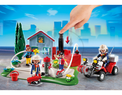 Playmobil 5169 - Výroční Compact Set Zásah hasičů a hasičská čtyřkolka