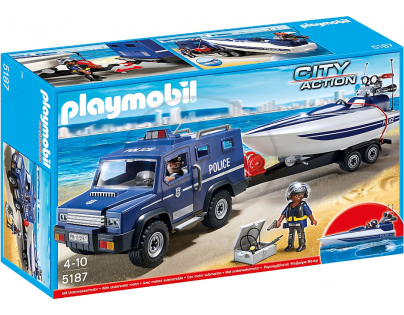 Playmobil 5187 Policejní auto s rychlostním člunem