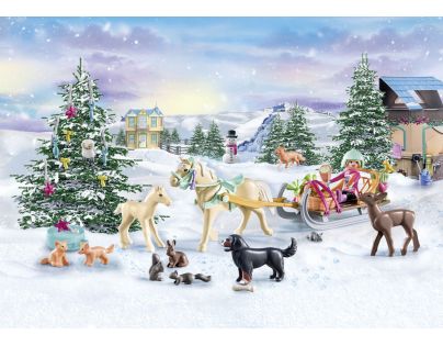PLAYMOBIL® 71345 Adventný kalendár Kone Vianočná jazda na saniach - Poškodený obal