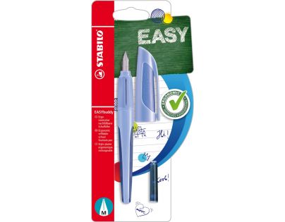 Plniace pero so štandardným hrotom M - STABILO EASYbuddy Pastel obláčikovo modrá - 1 ks - vr. bombičky s modrým zmizíkovateľným atramentom