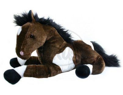 Petra Toys Plyšový kůň ležící 53cm - Hnědá tmavá